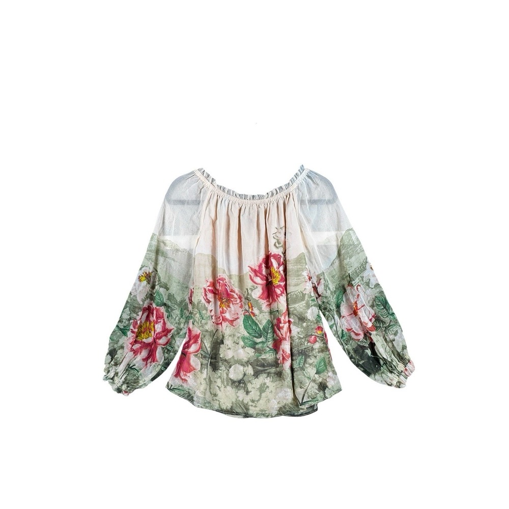 White House Black Market Floral Off Shoulder Blouse XS Petite NWT Peony